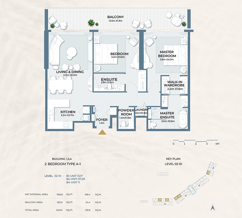Fairmont Residences Al Marjan Island 2 Bedroom Apartment Floor Plan